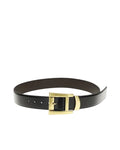 Versace – Leather Belt with Gold Buckle Black