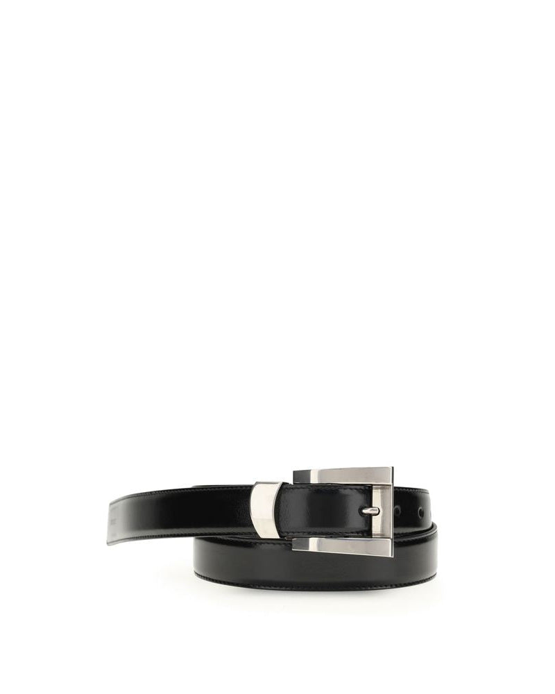 Versace – Leather Belt with Palladium Buckle