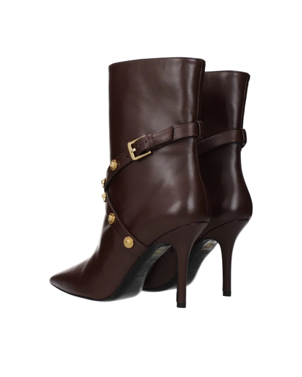 Versace – Leather High Heel Ankle Boots Brown