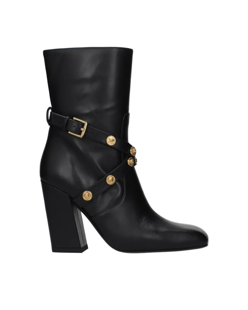 Versace – Leather High Heel Ankle Boots Black
