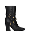 Versace – Leather High Heel Ankle Boots Black