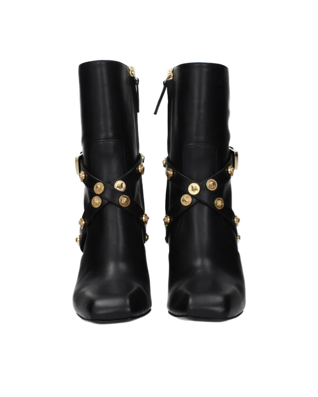 Versace – Leather High Heel Ankle Boots Black