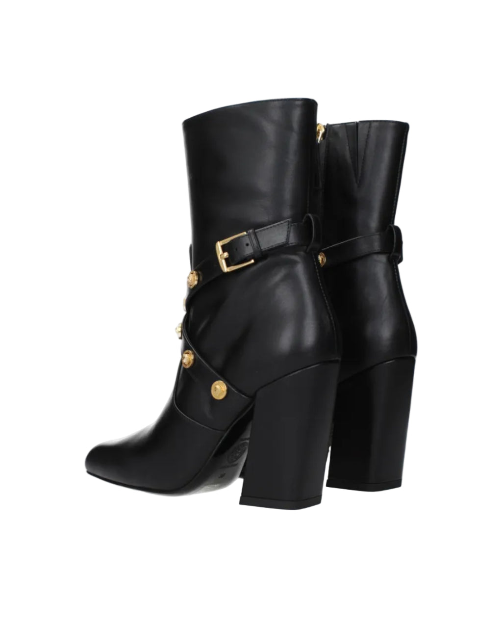 Versace – Leather High Heel Ankle Boots Black