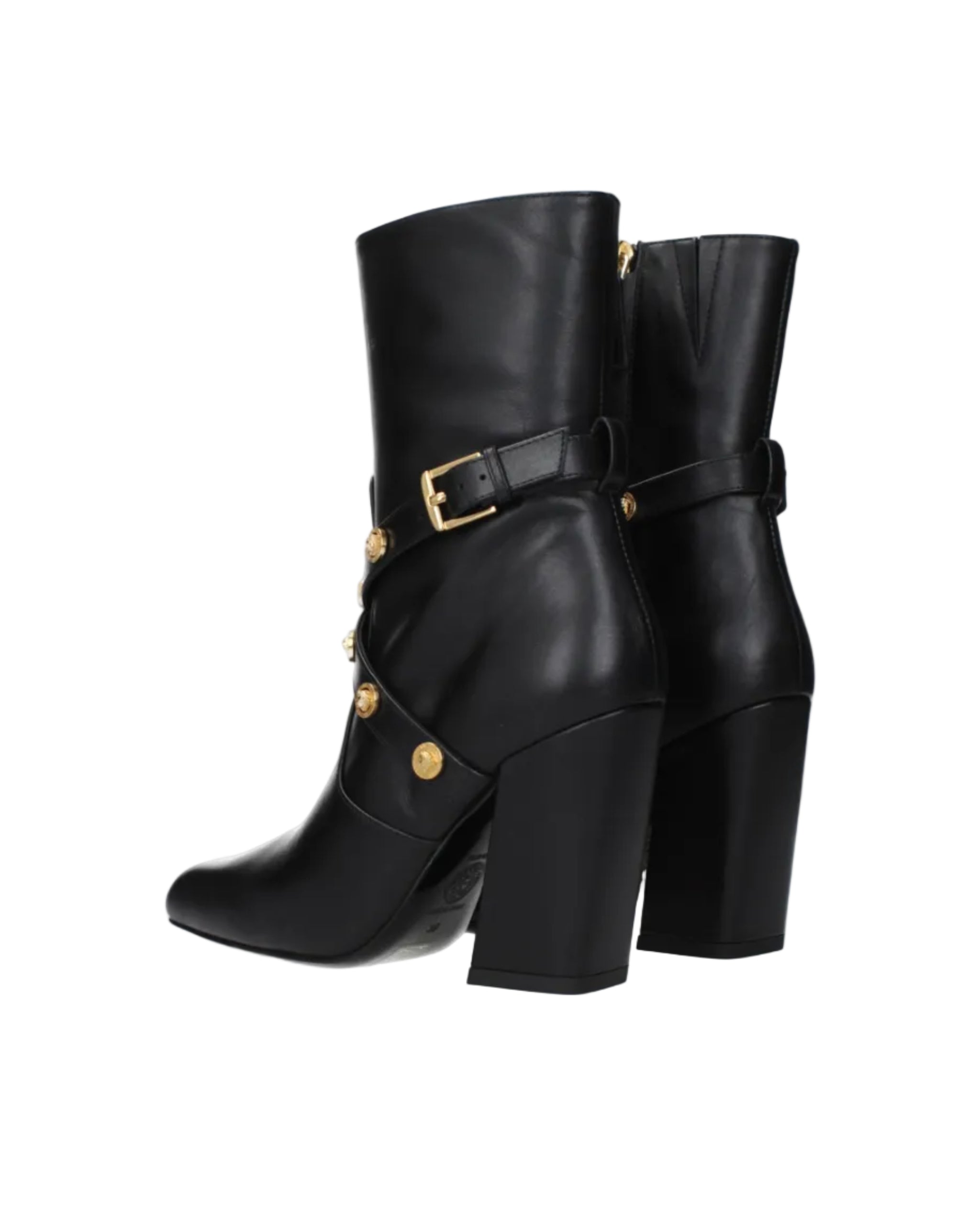 Versace – Leather High Heel Ankle Boots Black