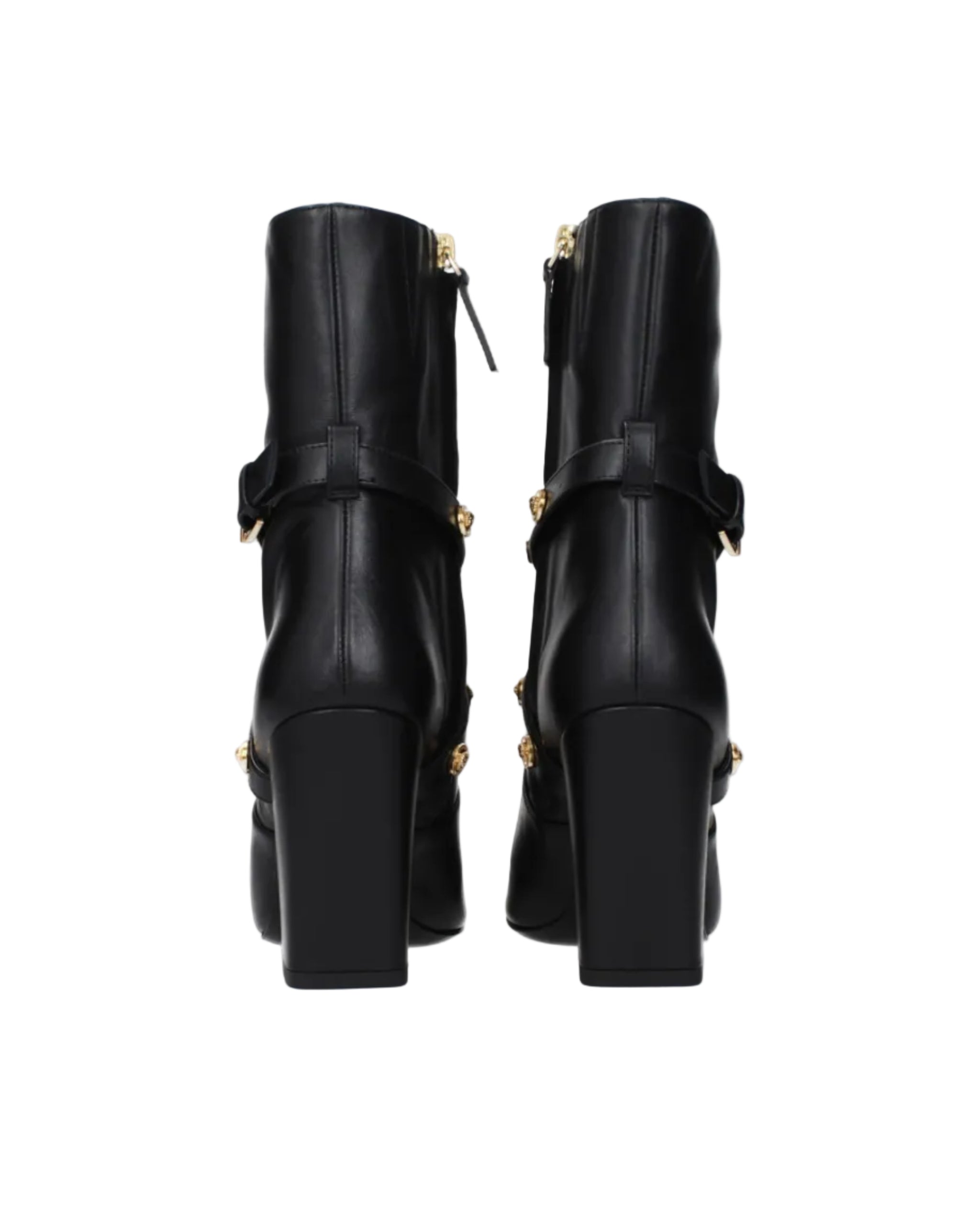 Versace – Leather High Heel Ankle Boots Black