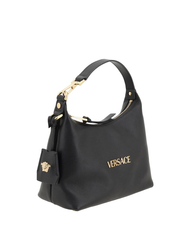 Versace – Leather Hobo Handbag Black
