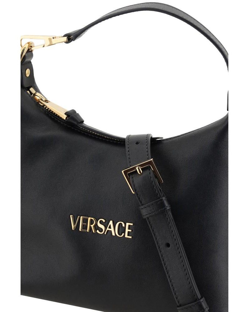 Versace – Leather Hobo Handbag Black