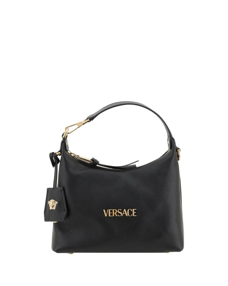 Versace – Leather Hobo Handbag Black