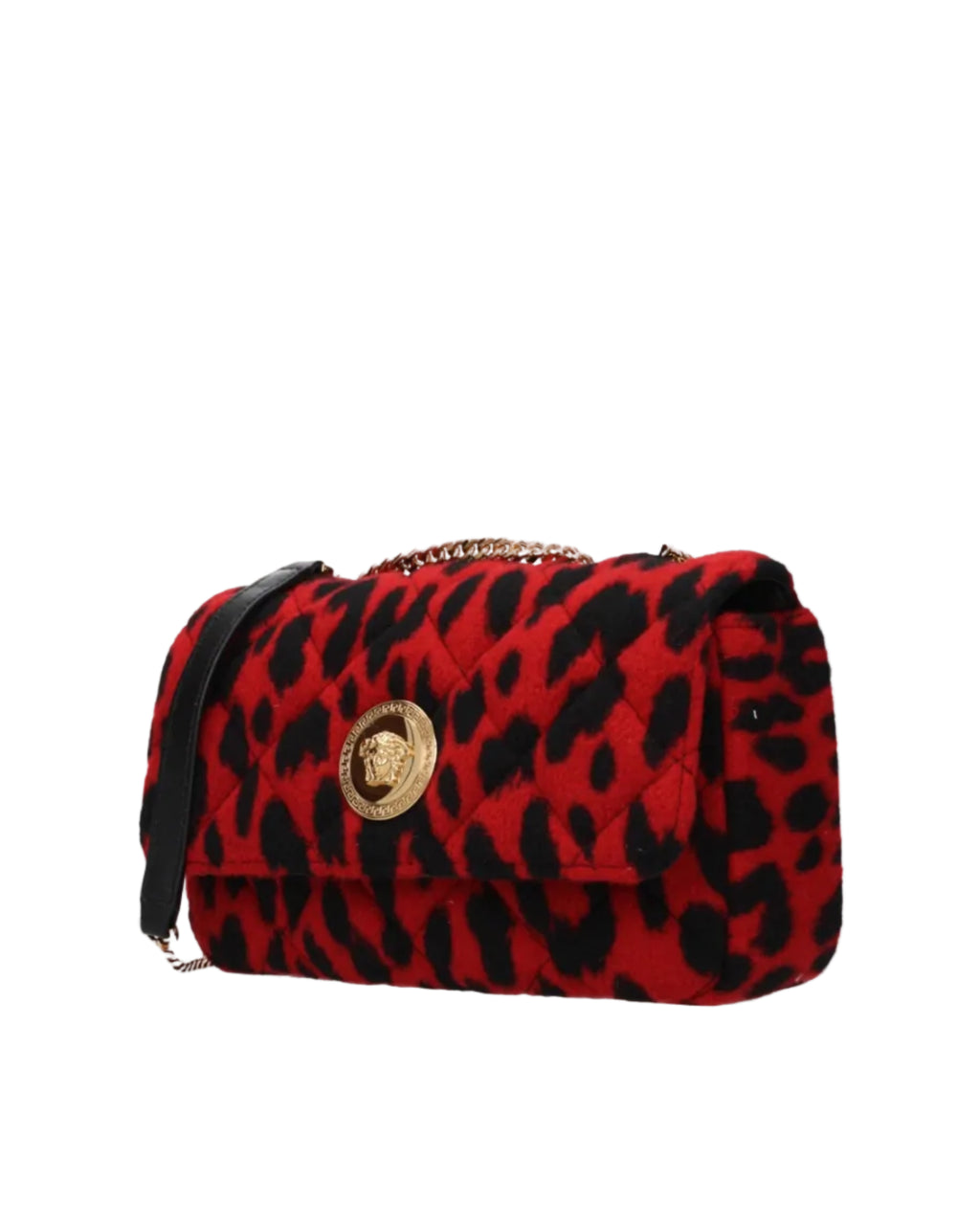 Versace – Leopard Quilted Chain Shoulder Bag Red