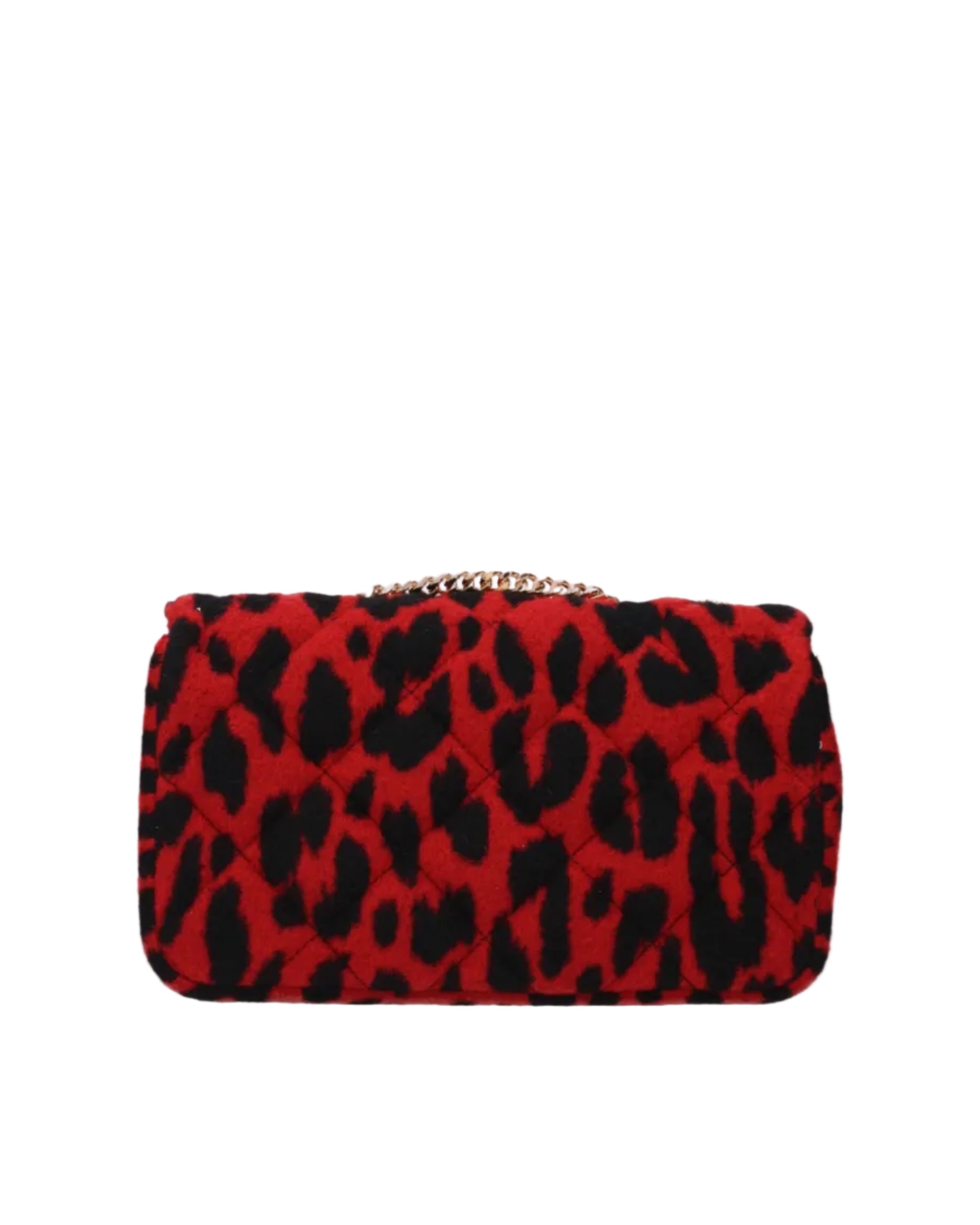 Versace – Leopard Quilted Chain Shoulder Bag Red