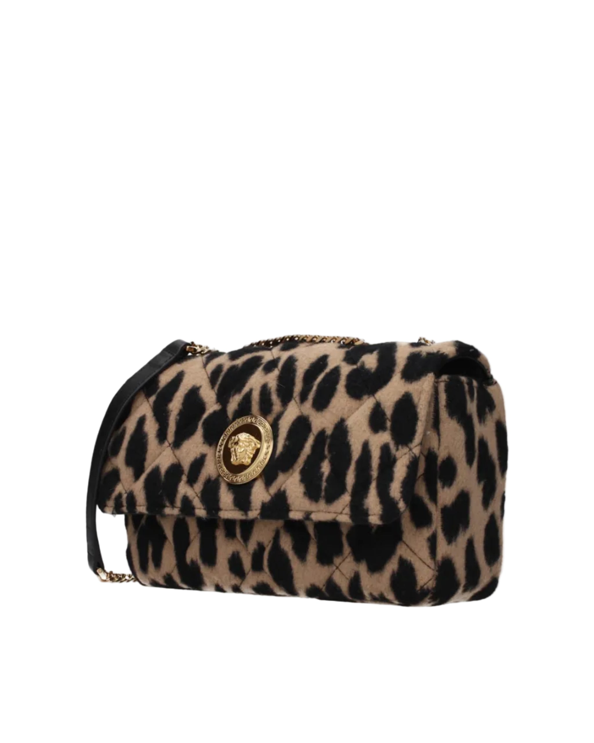 Versace – Leopard Quilted Chain Shoulder Bag Brown