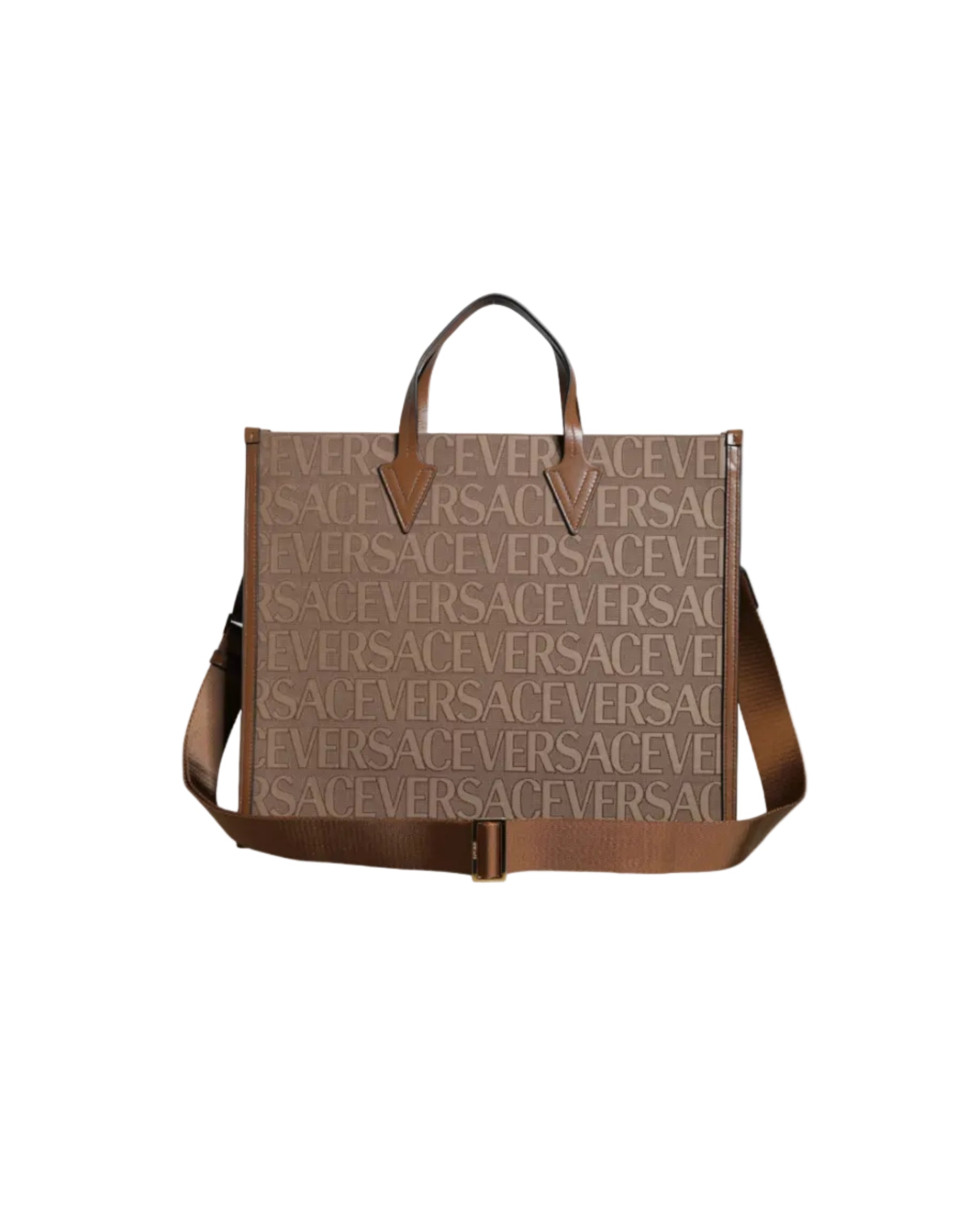 Versace – Logo Canvas Crossbody Tote Bag Brown