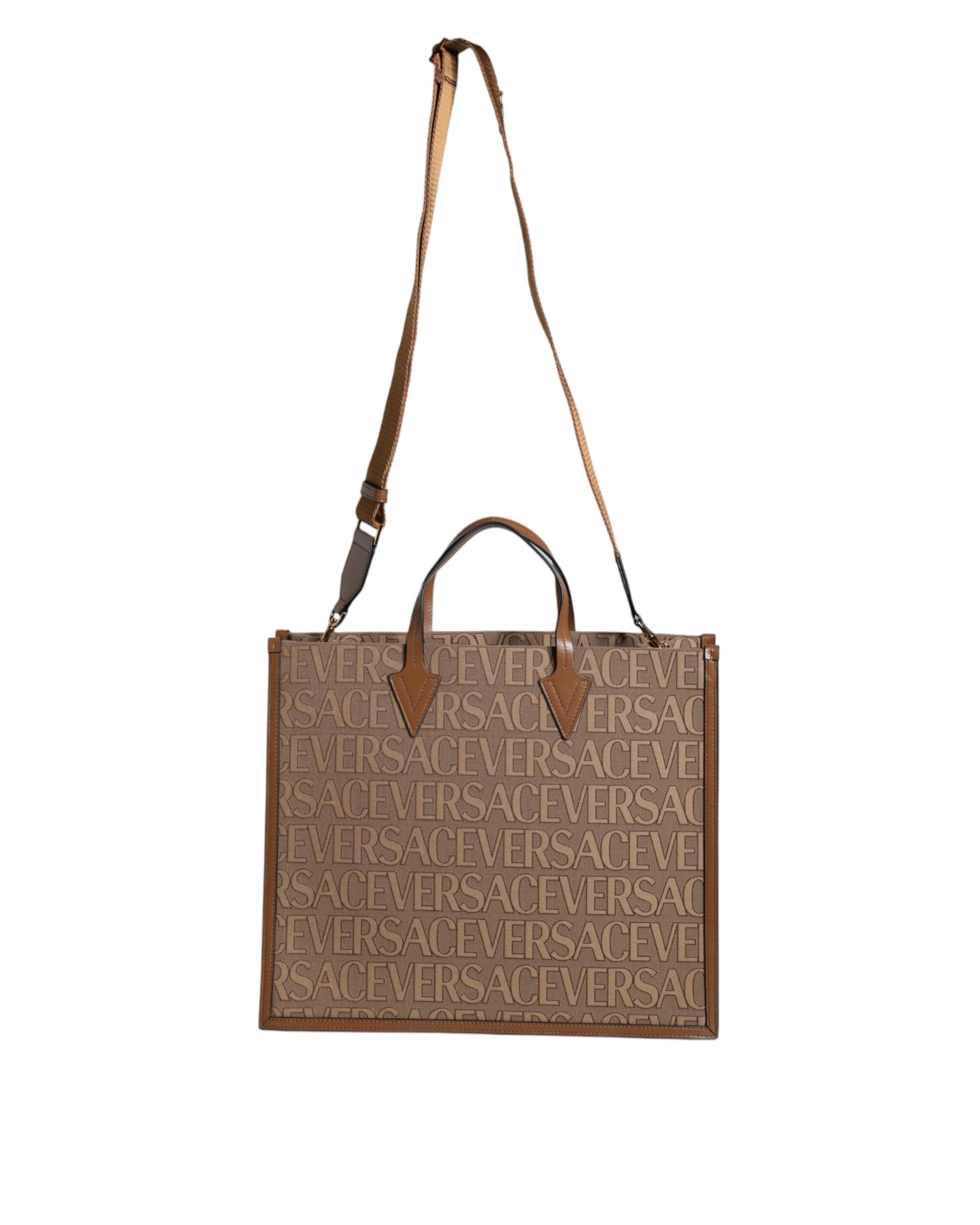 Versace – Logo Canvas Crossbody Tote Bag Brown