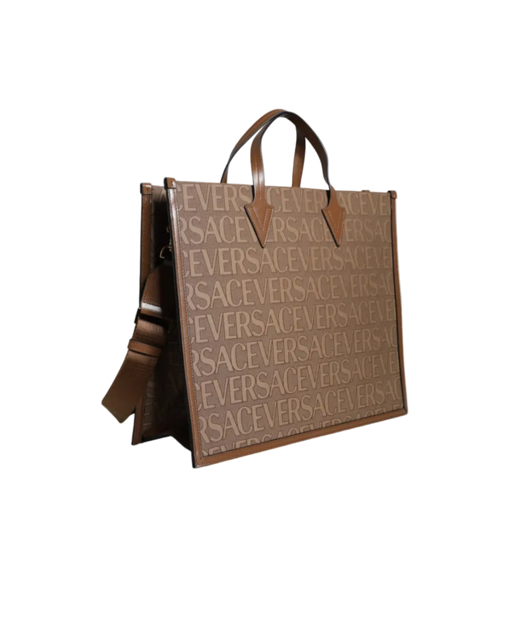 Versace – Logo Canvas Crossbody Tote Bag Brown