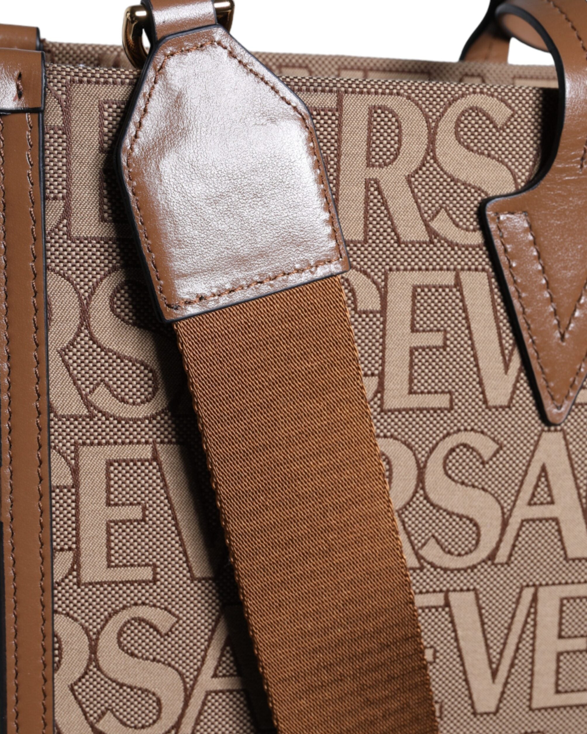 Versace – Logo Canvas Crossbody Tote Bag Brown