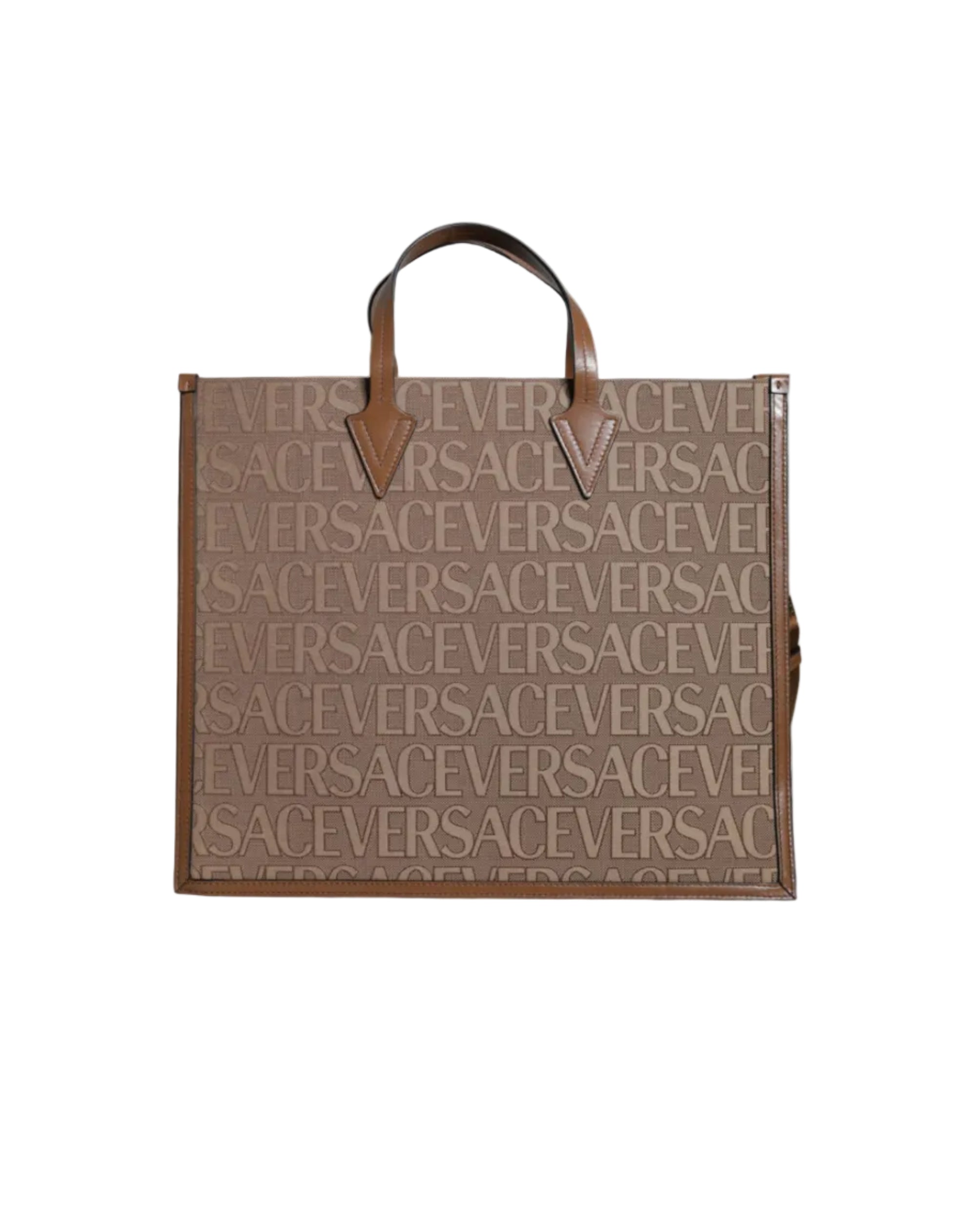 Versace – Logo Canvas Crossbody Tote Bag Brown