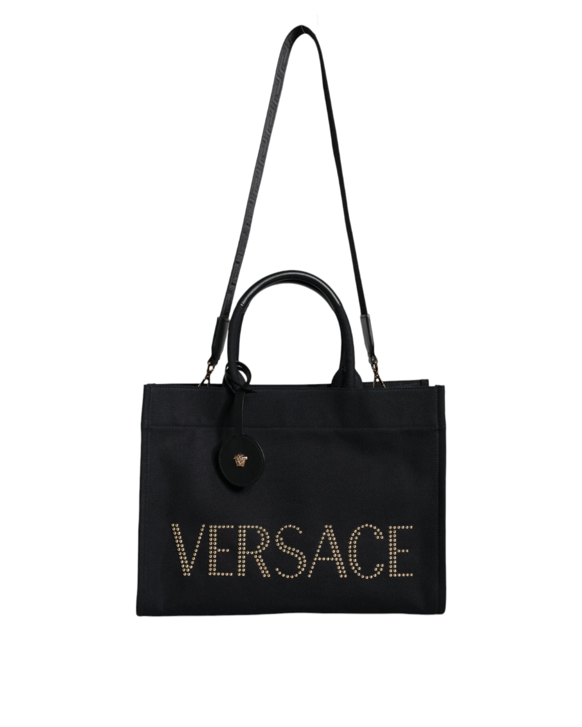 Versace – Logo Studded Tote Bag Black