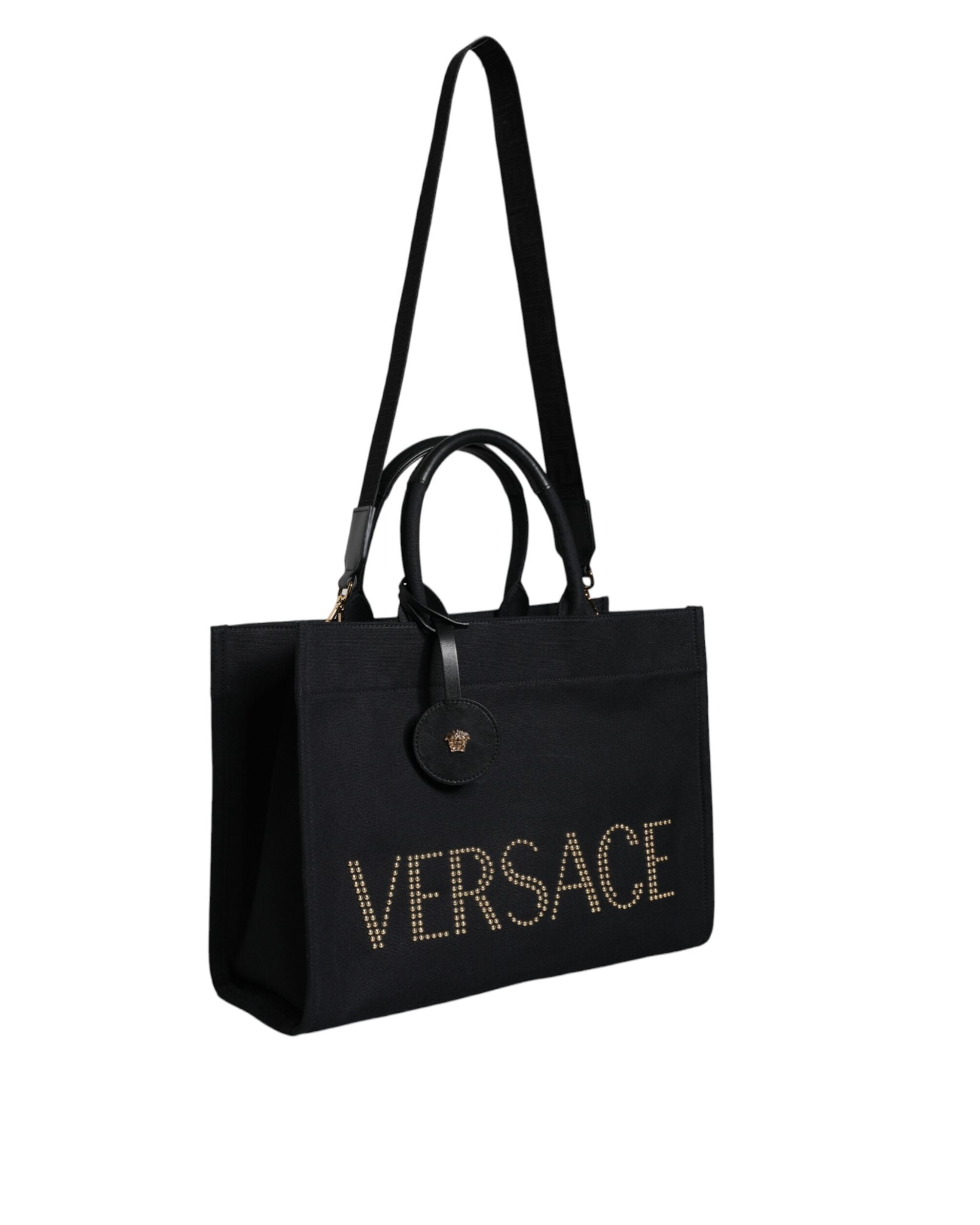 Versace – Logo Studded Tote Bag Black