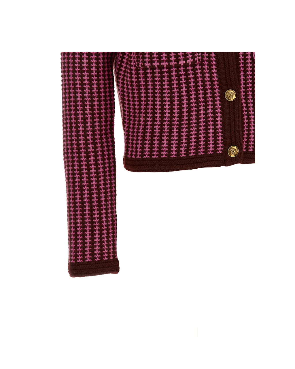 Versace Medusa Button Two-Tone Wool Cardigan