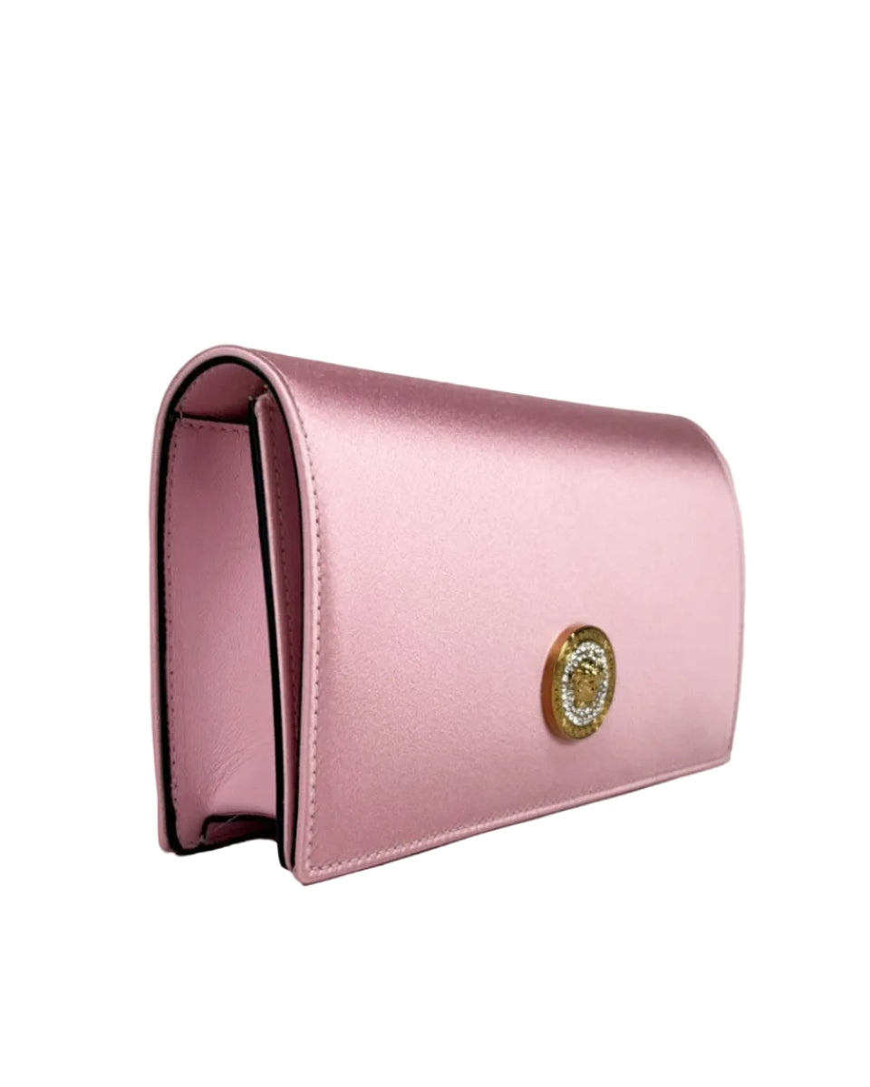 Versace – Medusa Crystal Satin Mini Chain Bag Pink