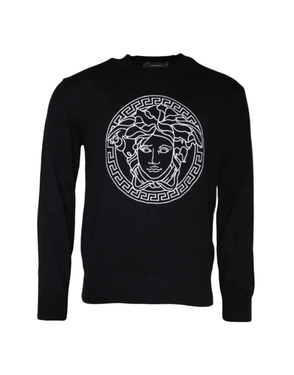 Versace – Medusa Embroidered Cotton Sweater Black