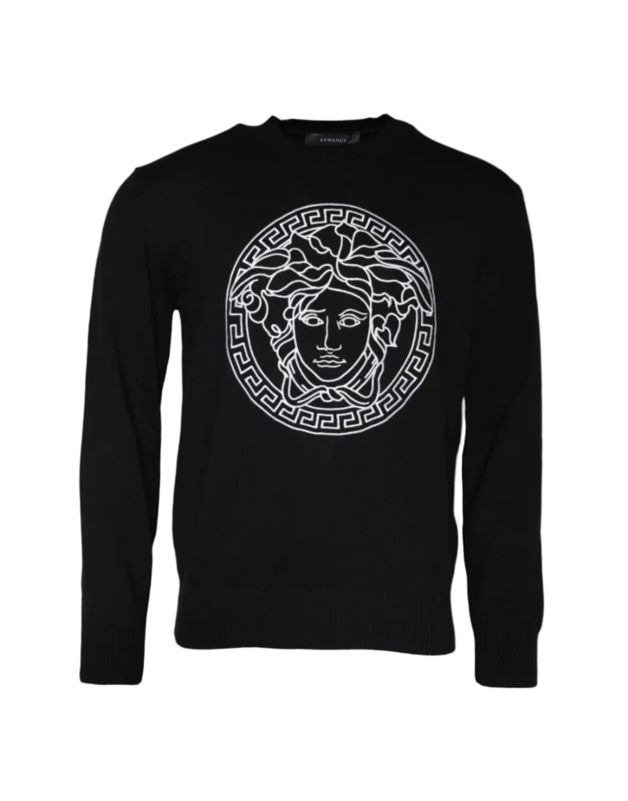 Versace – Medusa Embroidered Cotton Sweater Black