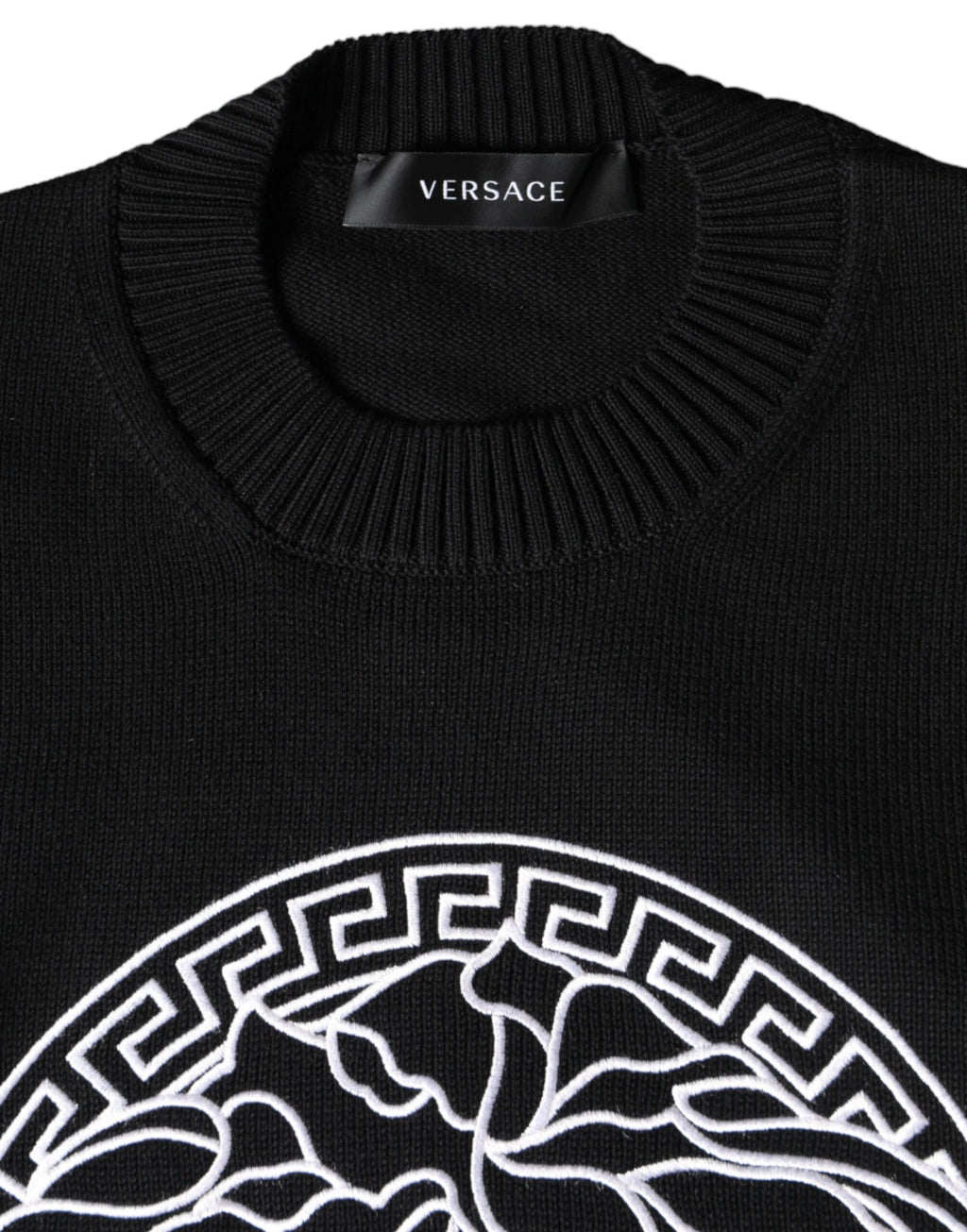Versace – Medusa Embroidered Cotton Sweater Black
