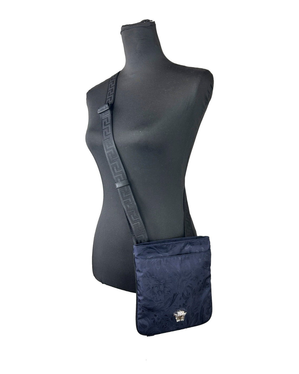 Versace – Medusa Flat Canvas Crossbody Bag Navy