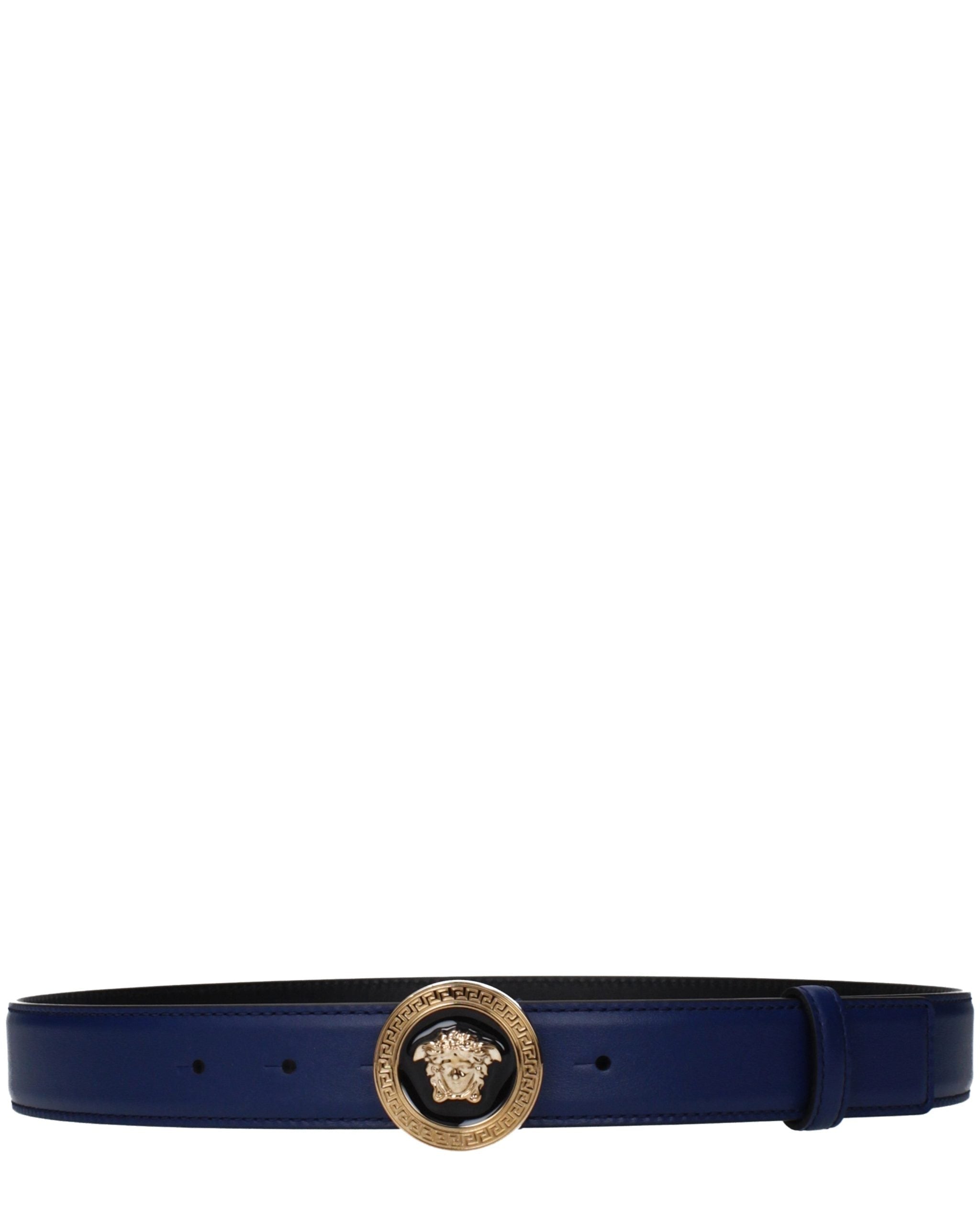 Versace – Medusa Heritage Leather Belt Blue
