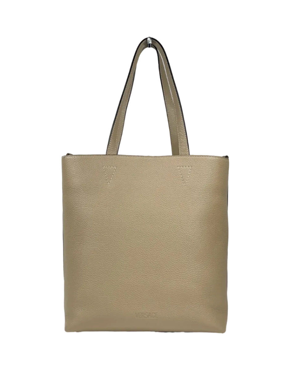 Versace – Medusa Large Leather Tote Bag Taupe