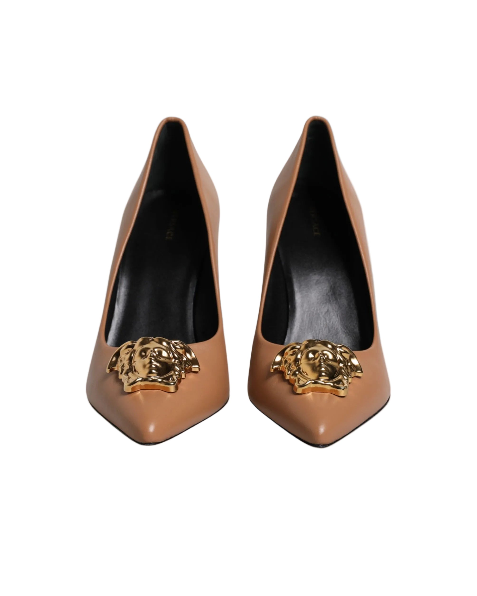 Versace – Medusa Leather High Heel Pumps Brown