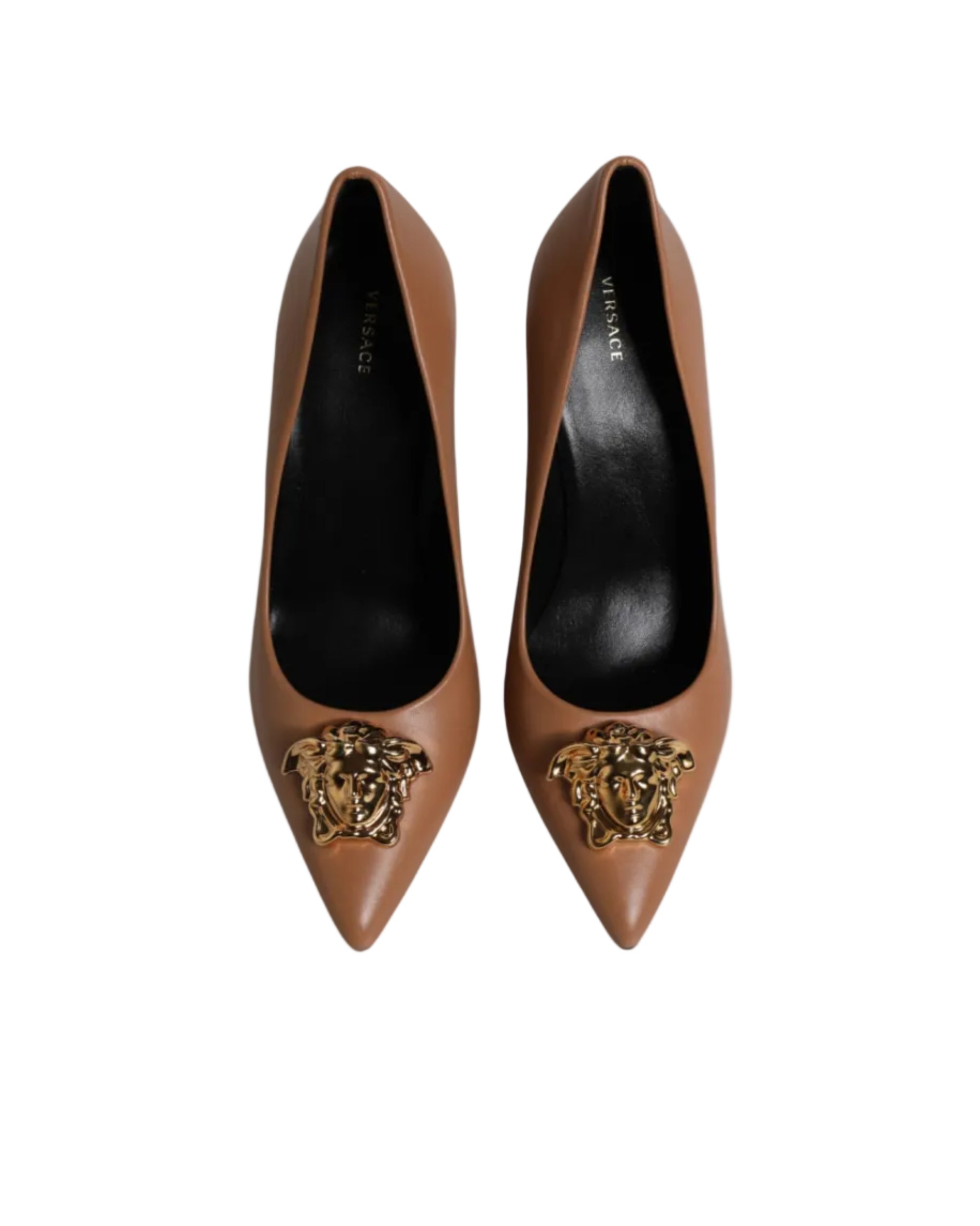 Versace – Medusa Leather High Heel Pumps Brown