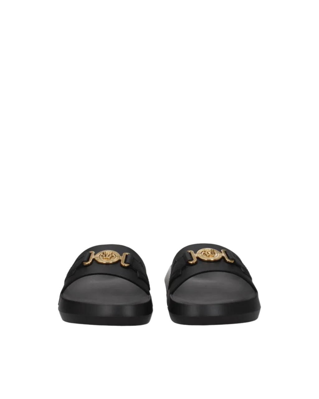 Versace – Medusa Leather Slide Sandals Black