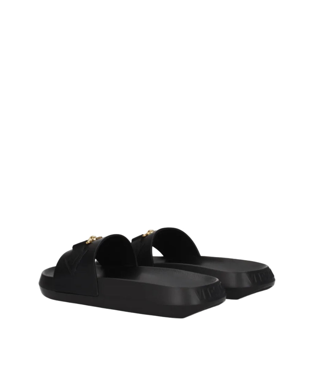 Versace – Medusa Leather Slide Sandals Black