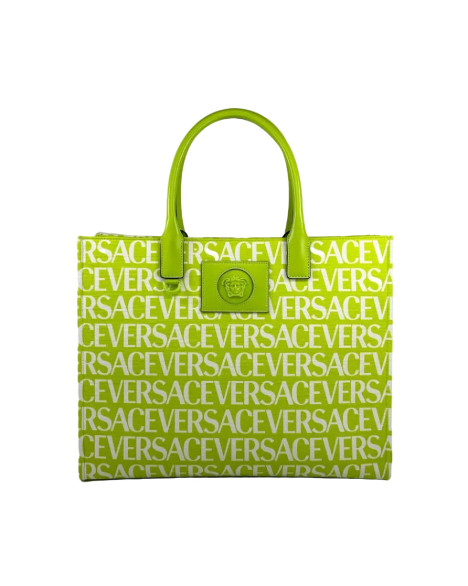 Versace – Medusa Logo Canvas Tote Bag Green