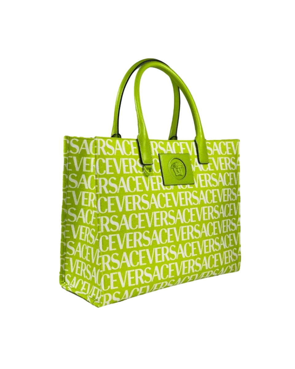 Versace – Medusa Logo Canvas Tote Bag Green