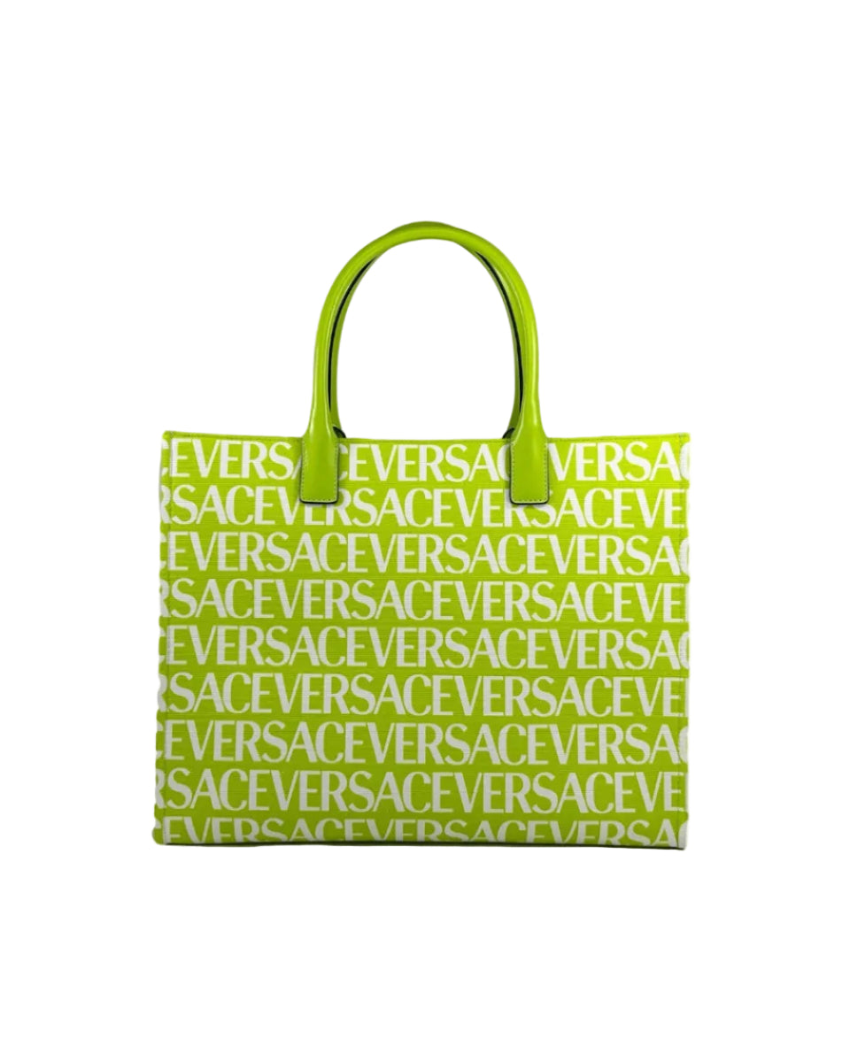 Versace – Medusa Logo Canvas Tote Bag Green
