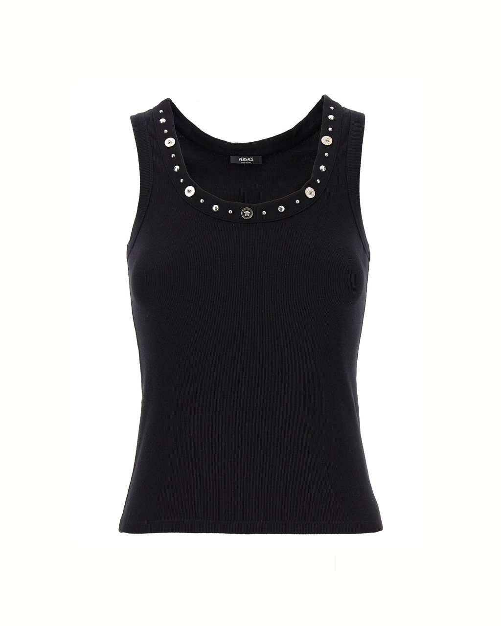 Versace – Medusa Studded Ribbed Tank Top Black