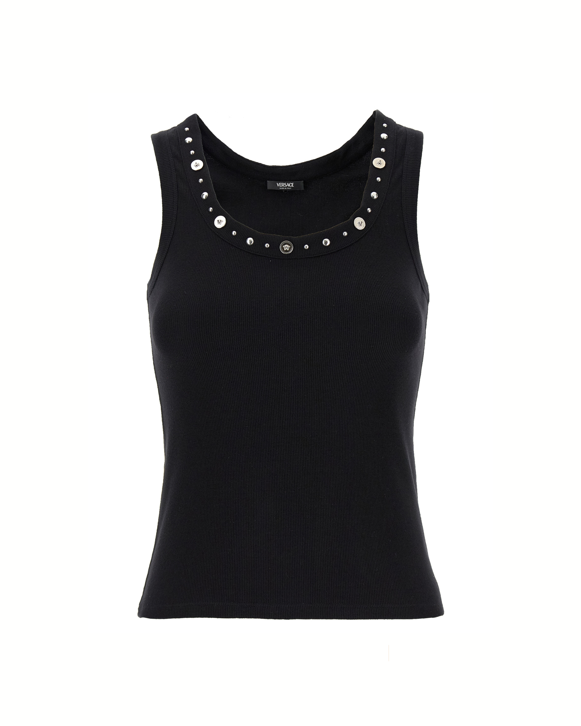 Versace – Medusa Studded Ribbed Tank Top Black