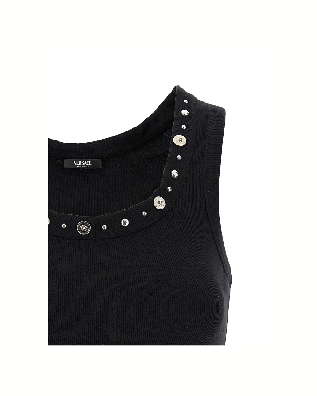 Versace – Medusa Studded Ribbed Tank Top Black