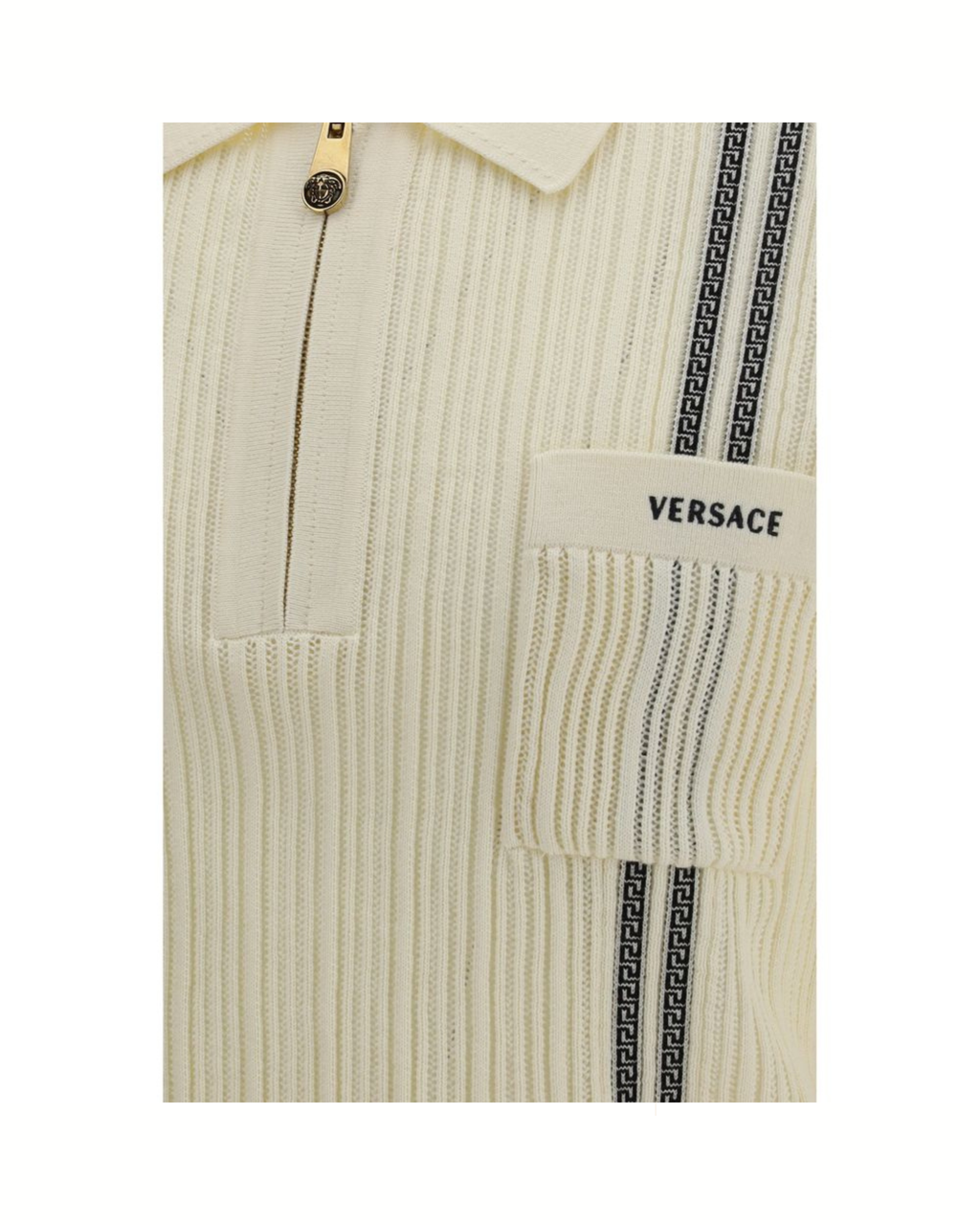 Versace – Polo in Maglia di Cotone Jacquard Greca