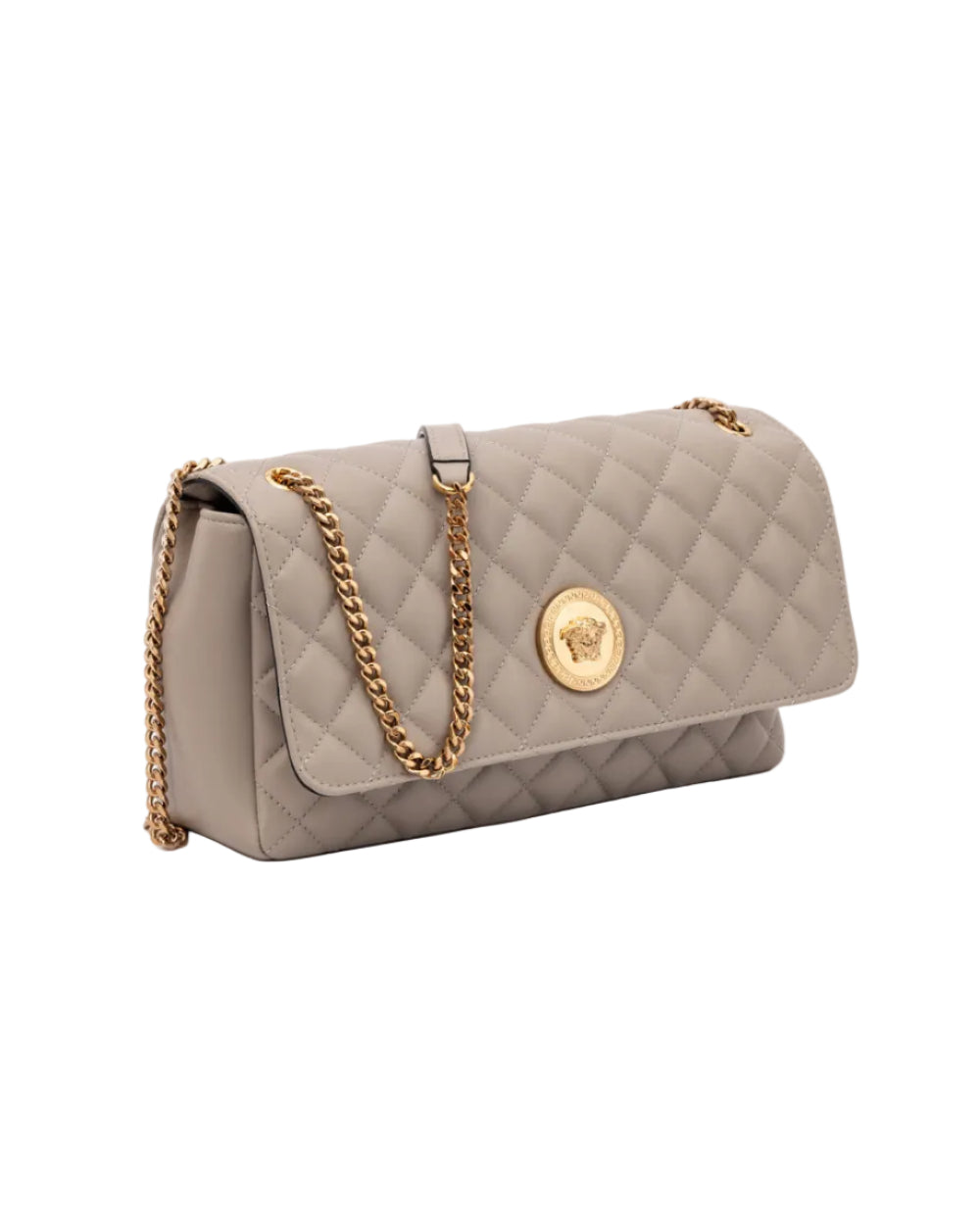 Versace – Quilted Lambskin Chain Shoulder Bag Taupe Medusa