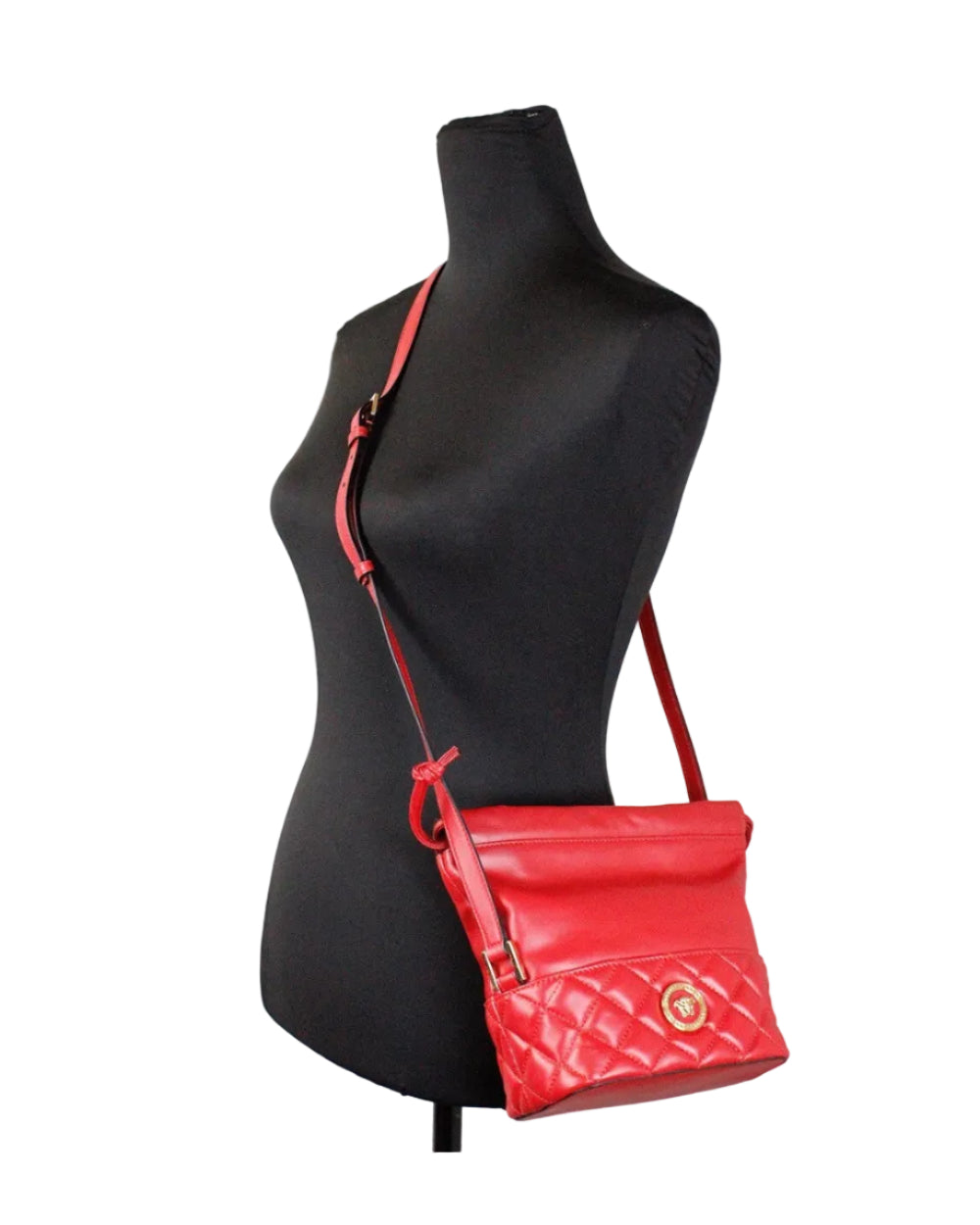 Versace – Quilted Leather Drawstring Shoulder Bag Red