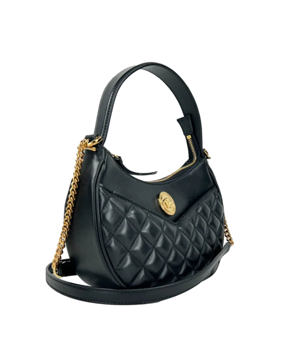 Versace – Quilted Leather Half Moon Chain Bag Black