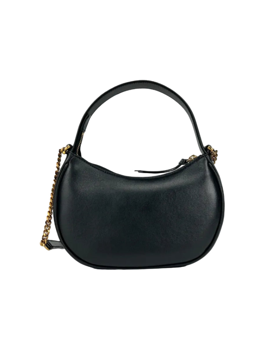 Versace – Quilted Leather Half Moon Chain Bag Black
