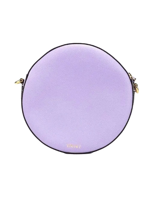Versace – Round Disco Lilac Pebbled Leather Camera Case Crossbody Bag