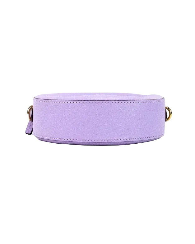 Versace – Round Disco Lilac Pebbled Leather Camera Case Crossbody Bag