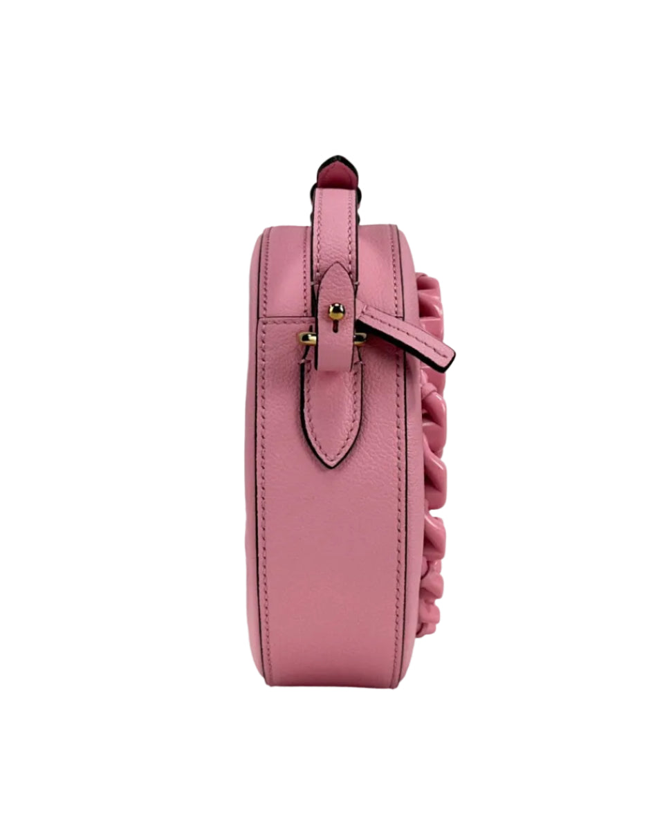 Versace – Round Pebbled Leather Camera Bag Pink