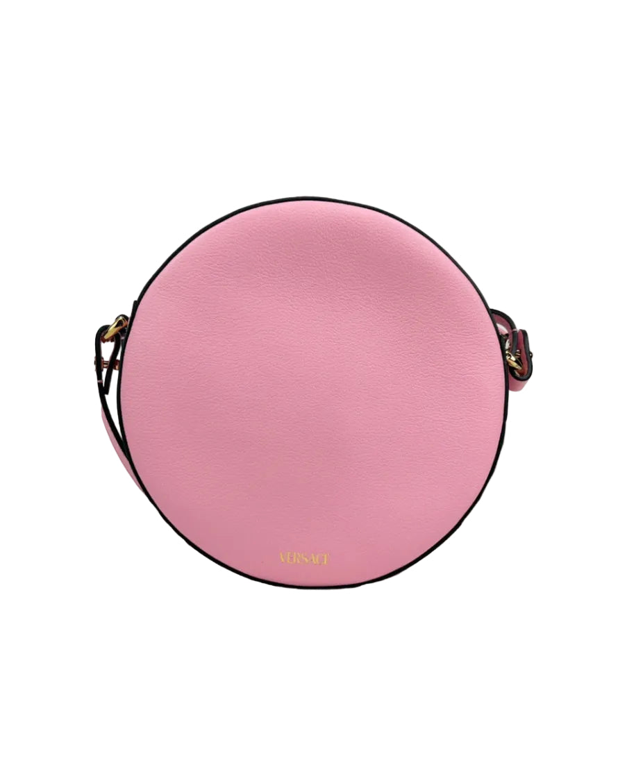 Versace – Round Pebbled Leather Camera Bag Pink