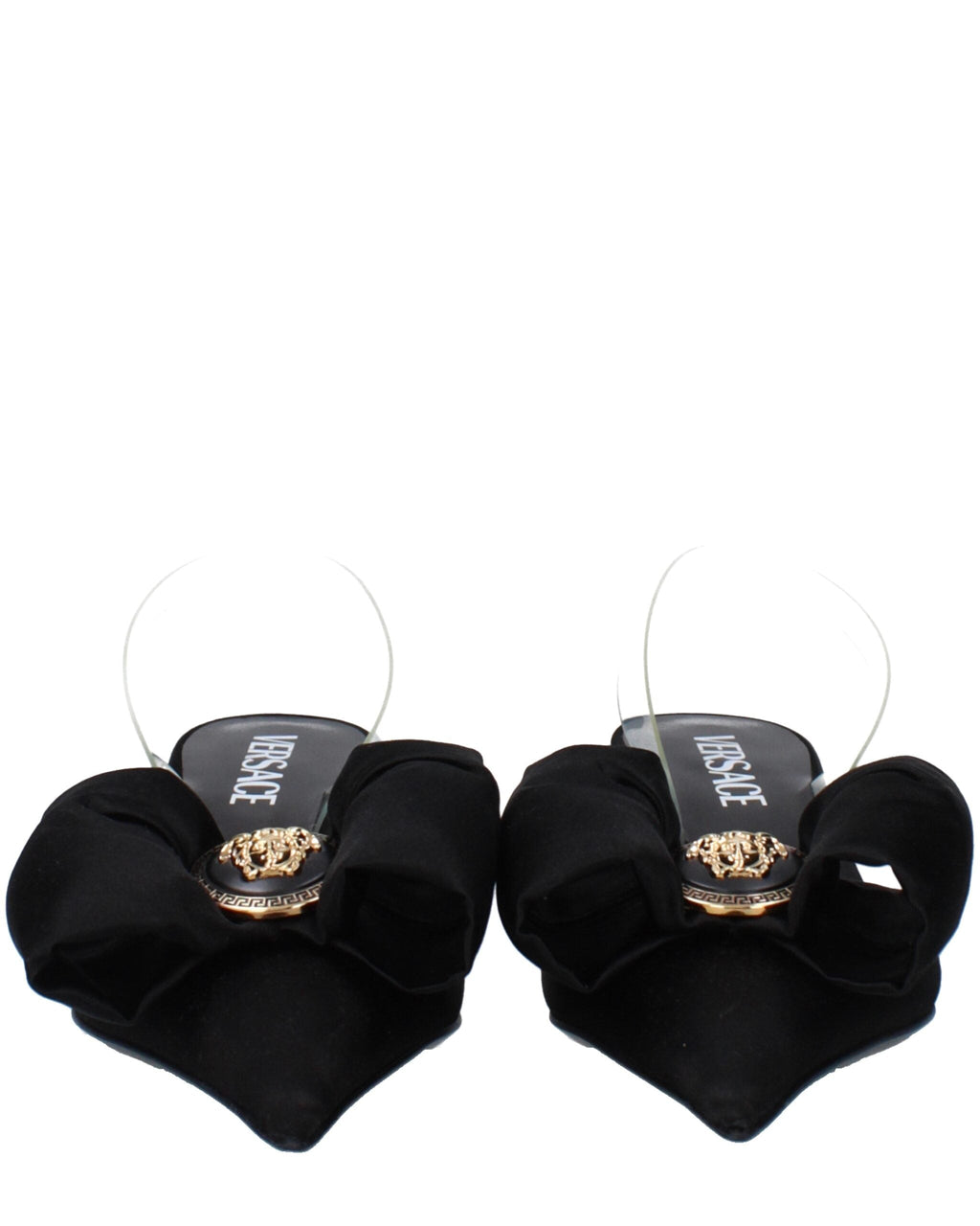Versace – Satin Bow Mule Pumps Black